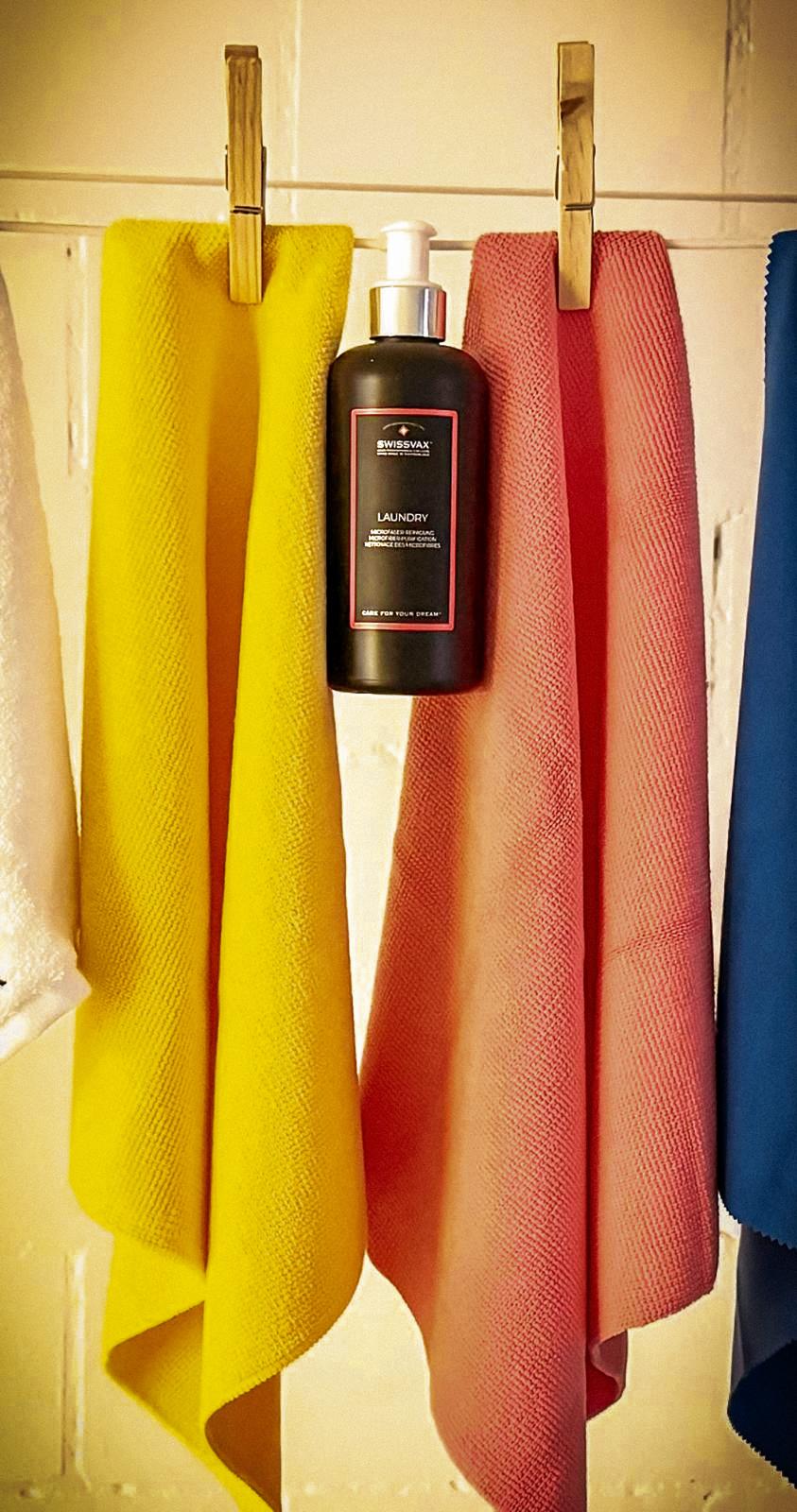 The perfect care for high-quality microfiber towels – SWISSVAX Towel Collection & Laundry Wash Emulsion